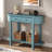 Retro Console Table With Curved Design, Smooth Glaze, 2 Drawers And Metal Handles-1385624863
