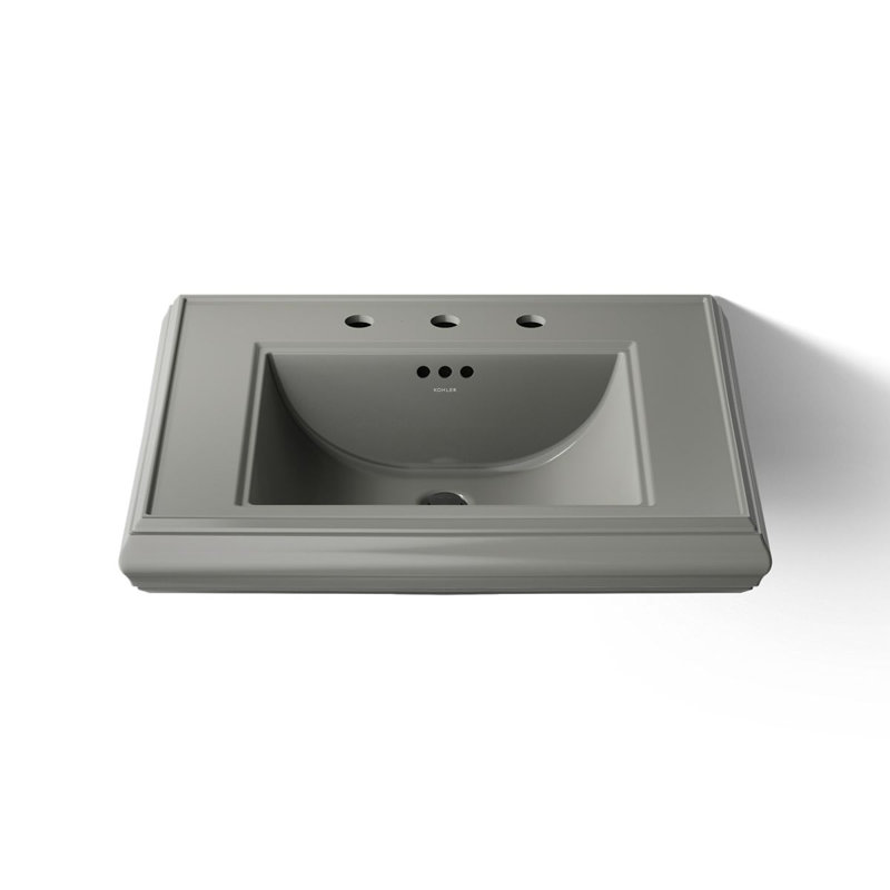 Memoirs Rectangular Pedestal Bathroom Sink with Overflow, Thunder Gray, 8'' Centers