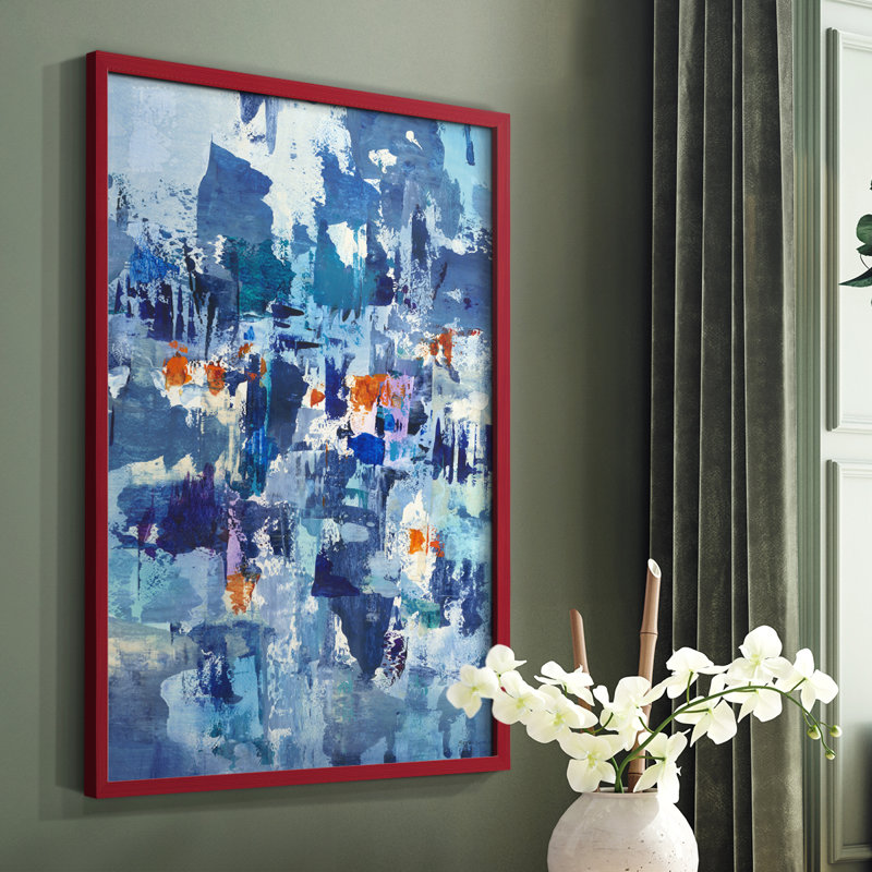 Reproduction encadrée Reticent III - bois massif, Rouge, H 10 po x l 8 po