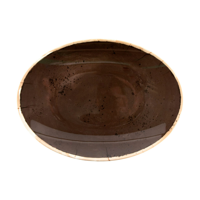 Le GE Plateau de service robuste en plastique et en mélamine ovale incassable, 18 po x 13 po, crème de poterie, 18 po x 13 po