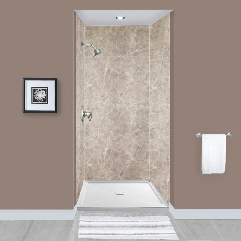 Expressions 6 Panel Shower Wall, Dover Stone, 96" H x 48" W x 48" D