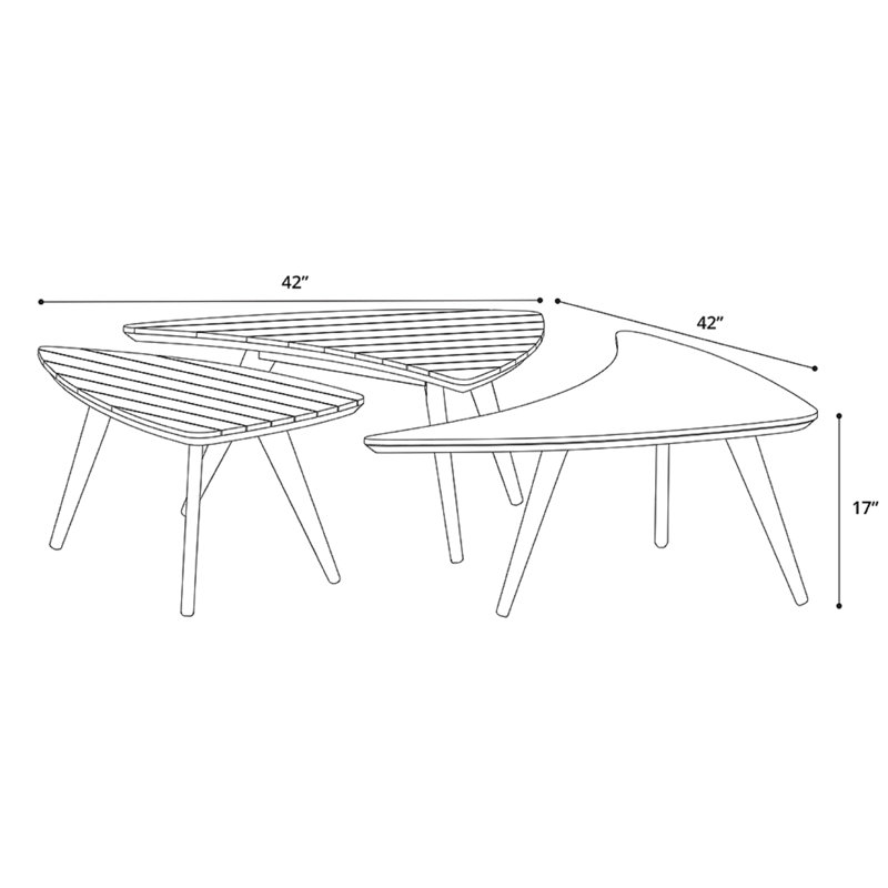 Triplica Outdoor Triangular Side Table, Distressed Eucalyptus