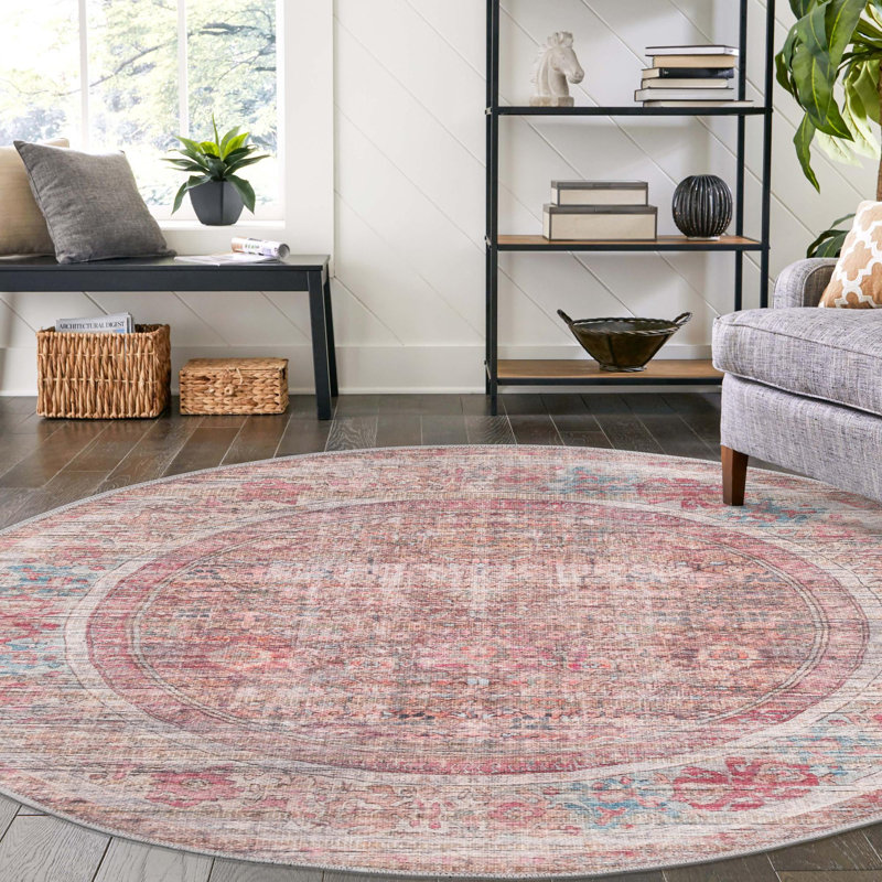 Engen Washable Oriental Indoor Rug, Round 3'3" x 3'3"