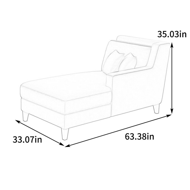 Chaise longue inclinable rembourrée en coton et lin High Elastic, Vert, Accoudoir à gauche (vu de face)