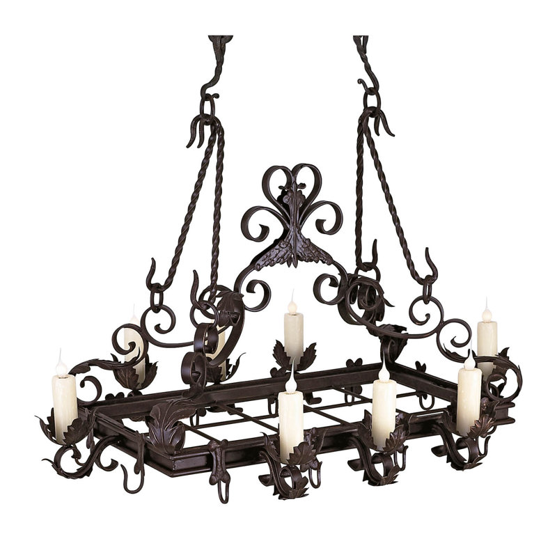Minton Metal Handcrafted Rectangle Chandelier Pot Rack, Antique Old World