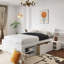 Lit plateforme double en bois avec tiroir et deux tablettes-78821335