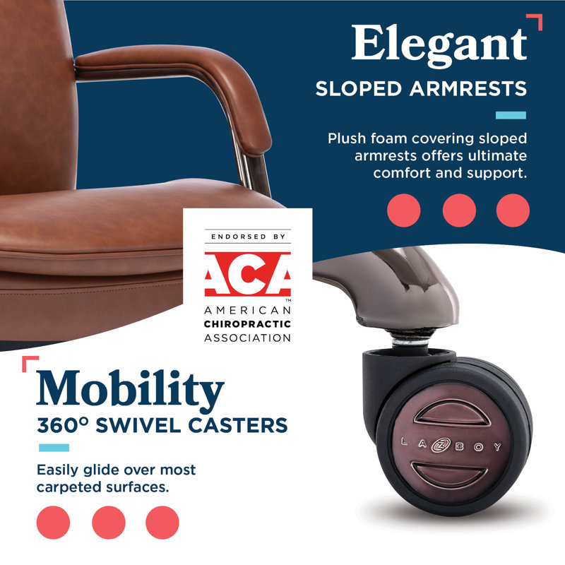Opus Leather Swivel Executive Office Chair, Cognac, Graphite