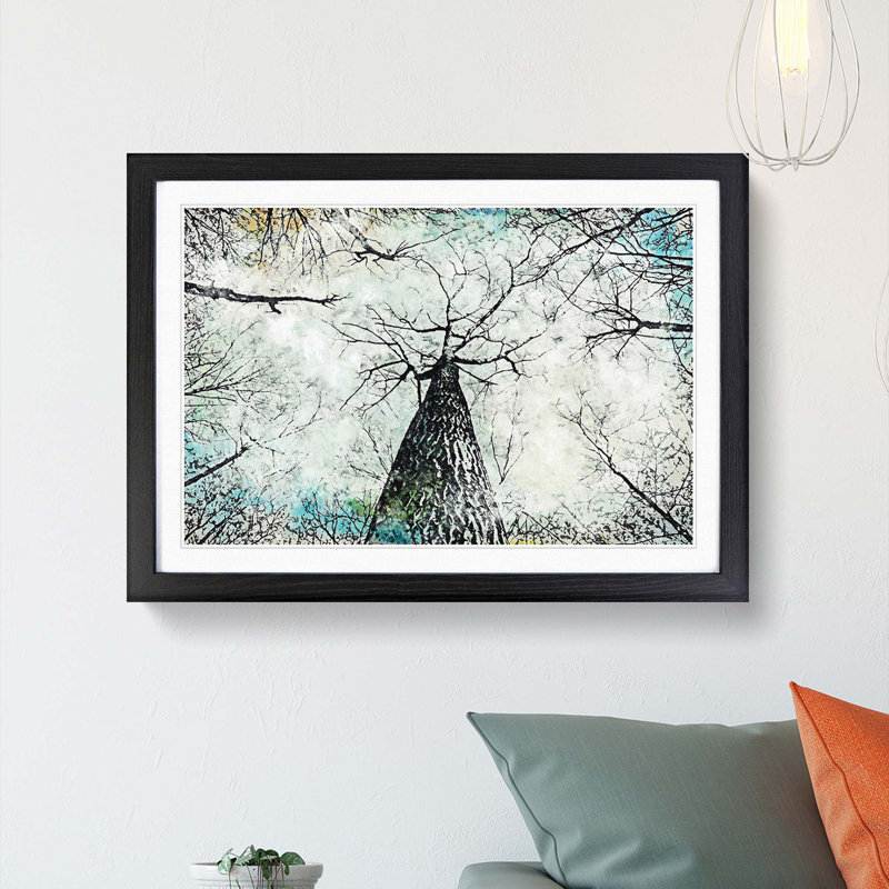 Majestic Trees in Abstract - Picture Frame Graphic Art Print, Black, 35cm H x 50cm W x 2cm D