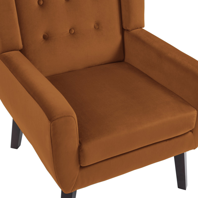 Stephanny Upholstered Armchair, Rust Orange Velvet