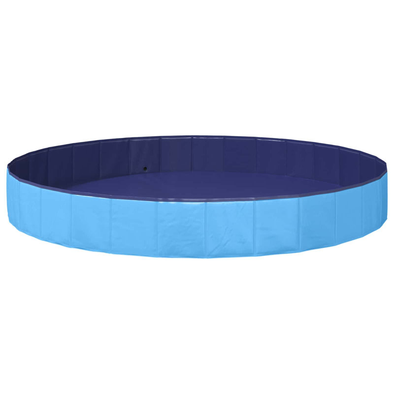 vidaXL Children Swimming Pool Folding Thick PVC and Engineered Wood Portable, 38cm H x 300cm W x 300cm L, Blue