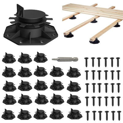 24-Pack Adjustable Deck Support Bases - Heavy-Duty Waterproof & Rust-Proof Base Blocks