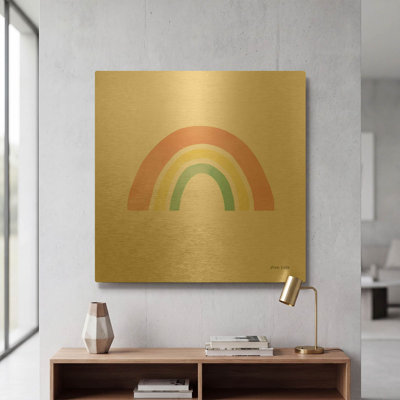 «Pastel Rainbow I» par Ann Kelle, art mural en métal doré, 12 po x 12 po