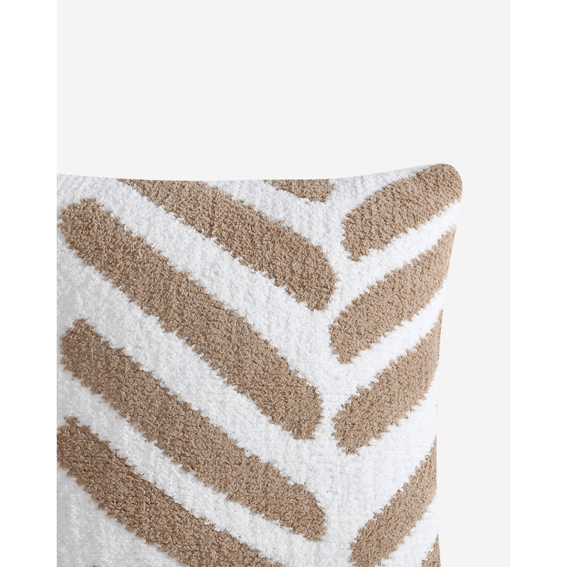 Tulum Square Pillow Cover & Insert, Biscotti/Off White Geometric