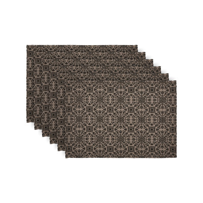 Ensemble de 6 napperons en jacquard brun clair Custom House 13 x 19