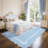  Scalloped Bow Rug for Living Room, Solid Blue Rug for Dorm, Washable Rugs 9x12 Soft Low Pile Non Slip Scalloped Rugs for Nursery College Bedroom Decor Kids Room Playroom and Home Office