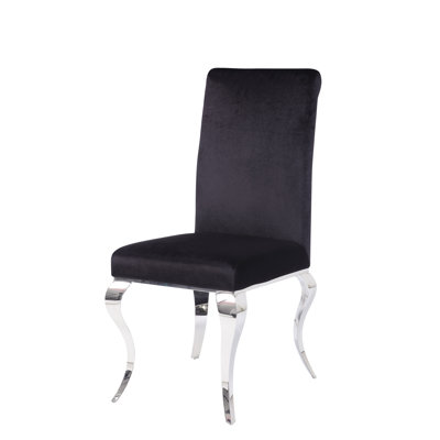 Ensemble de 2 chaises d'appoint en tissu noir et acier inoxydable Fabiola