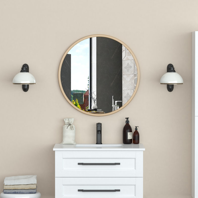 Miroir d'appoint, Or, Cercle, 36 po x 36 po