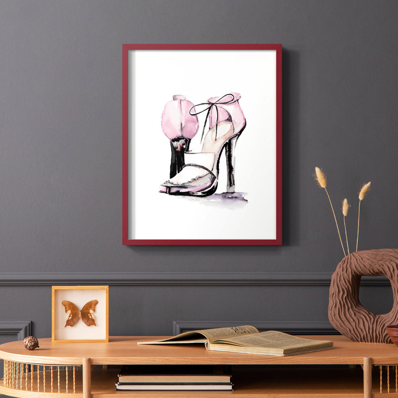Loafer Heel Framed Print - Solid Wood, Red, 10" H x 8" W
