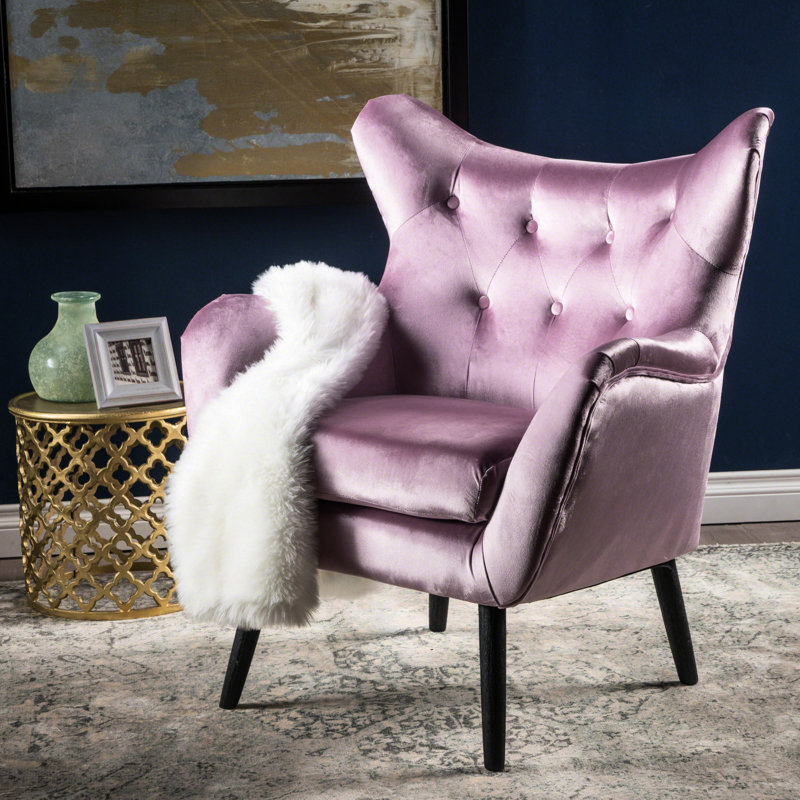 Confortable fauteuil à accoudoirs en velours lavande d'inspiration Mid-Century, Lavender
