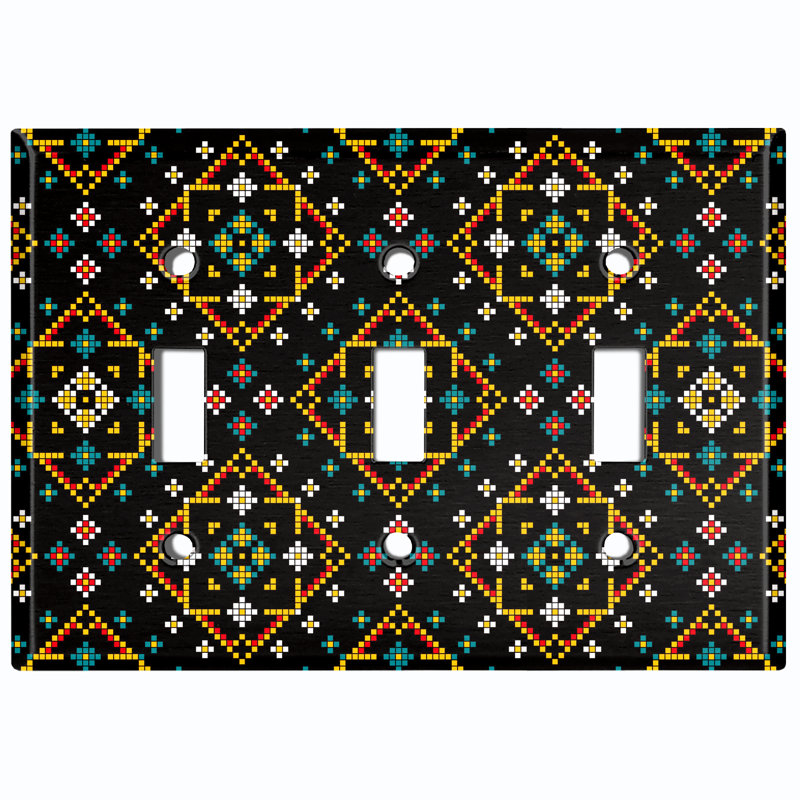 Patterned 3 - Gang Toggle Light Switch Standard Wall Plate