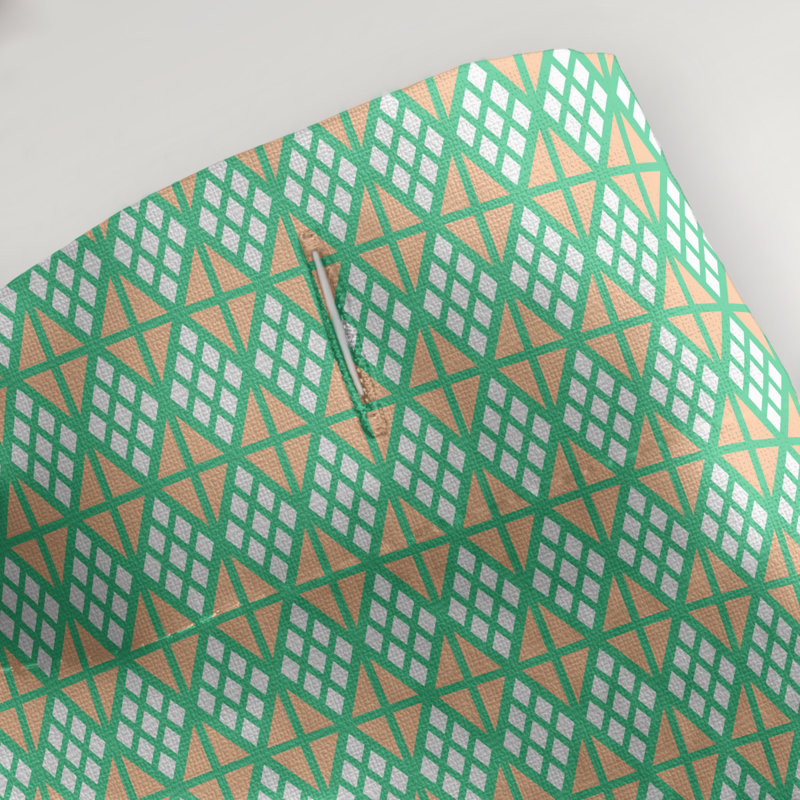 Rideau double double géométrique, Vert / orange géométrique III