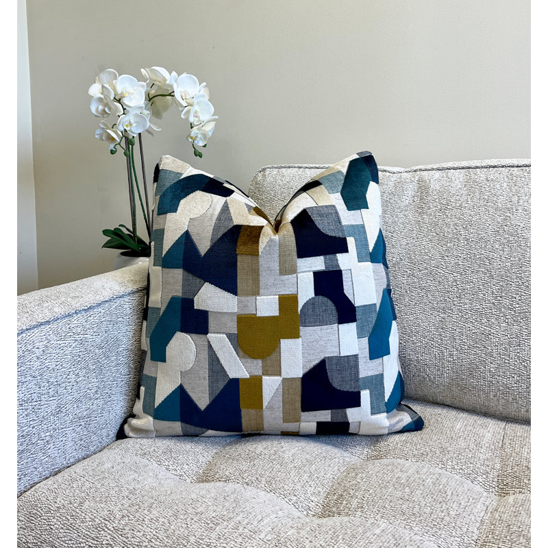 Housse de coussin Geodream, H 20 po x l 20 po, Bleu géométrique
