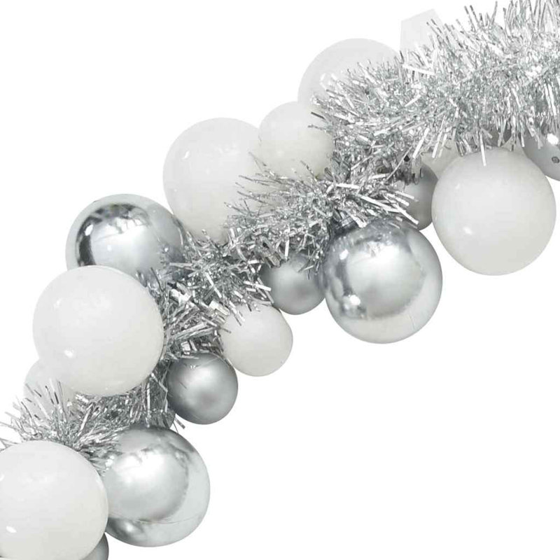 vidaXL Christmas Ball Garland 186 cm Polystyrene, White/Silver