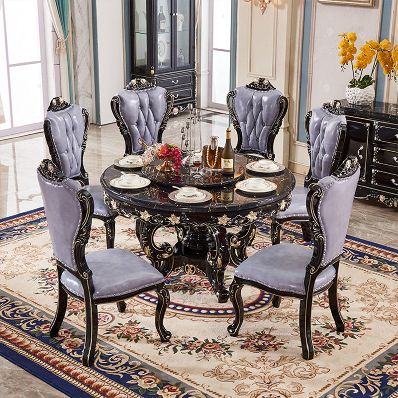 Luxury Round Marble Dining Table Sets, 29.9"H x 51.1"L x 51.1"W
