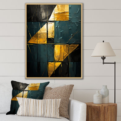 «Yellow Interlude Abstract Expressionism Teal», reproduction d'art sur toile