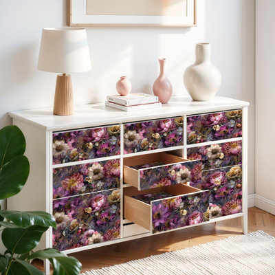 Papier peint auto-adhésif à motif de pivoines et de fleurs sauvages, motif floral auto-adhésif et amovible, 17,7 po x 118 po (45 x 300 cm)