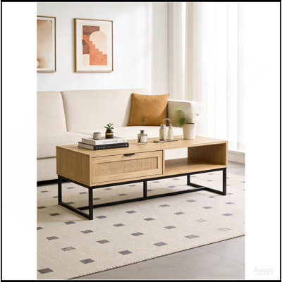 Cove Coastal Modern TV Stand with Storage Cubby and Drawer