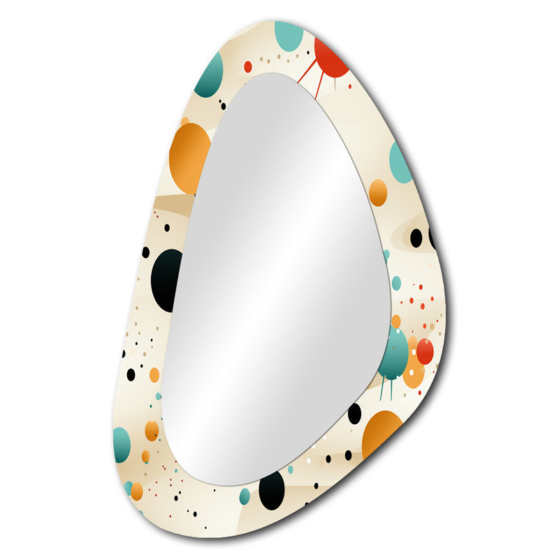 Multicolore motif Mid-Century sur beige II - Miroir mural irrégulier Mid-Century