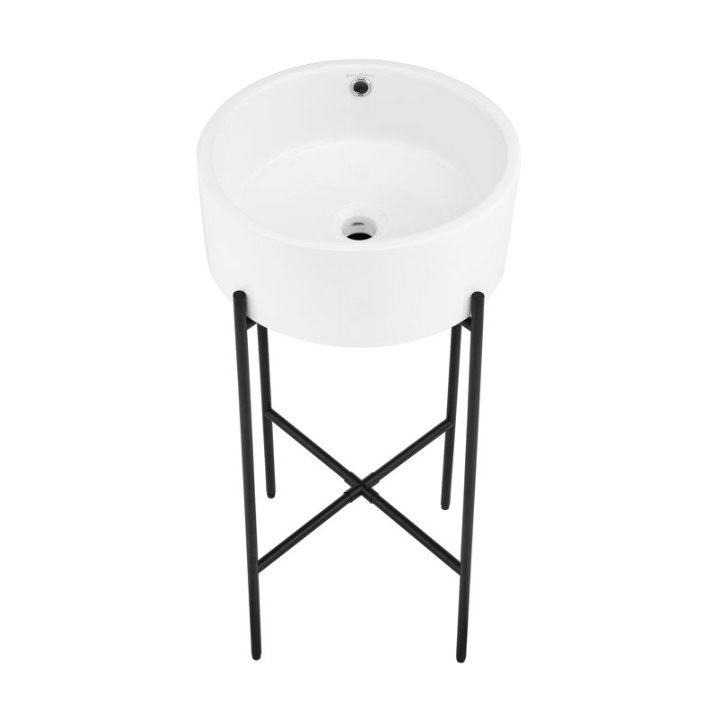 Monaco 16.5" Round Console Sink, White Basin, Matte Black