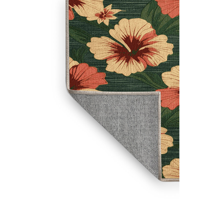  Tapis hawaïen lavable Hibiscus, Rectangulaire 8 pi x 10 pi