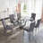 Glass Top Metal Base Dining Table With 4 Velvet Dining Chairs,5 - Piece Pedestal Dining Set-106913219-106913215