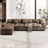 Canapé modulaire de 158 po, canapé en L surdimensionné avec repose-pieds et siège profond à 5 places avec coussin décoratif