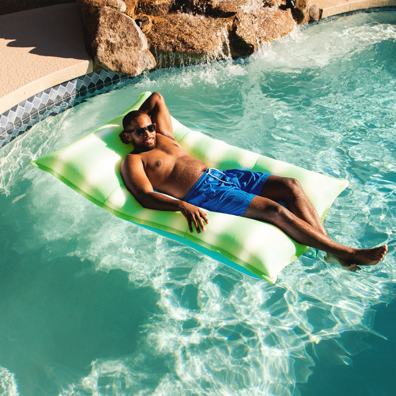 Flotteur Big Joe Lagoon, sans gonflage nécessaire, Flot de vague lime, Lagoon Lounger