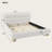 Contemporary Low Profile Upholstered Platform Bed, Queen Size, Teddy Fleece Fabric with Curved Headboard & Solid Wood Legs, No Box Spring Needed, White