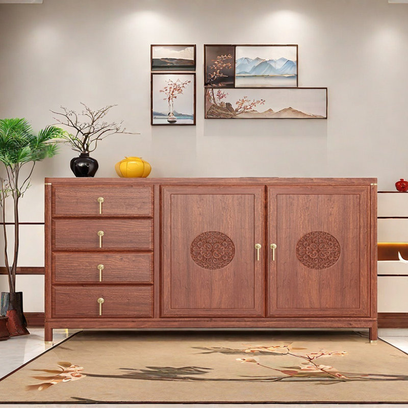 Buffet en bois massif de style chinois, Rouge