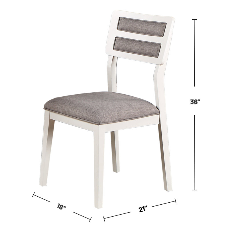 Ensemble de 2 chaises de salle à manger rembourrées en tissu gris, blanc