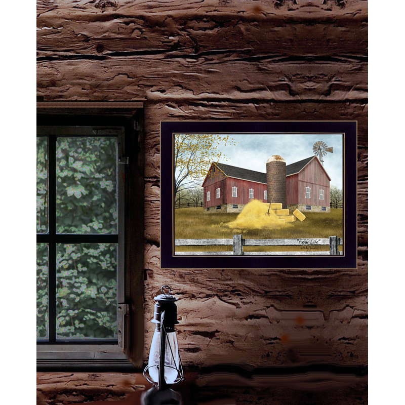 «Farm Life», art mural encadré pour le salon et la maison par Billy Jacobs, H 14 po x l 18 po x P 1 po, Noir