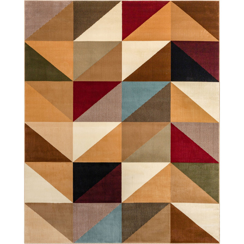 Tapis géométrique ivoire Chimeng Emine, Rectangle 5 pi 3 po x 7 pi 3 po