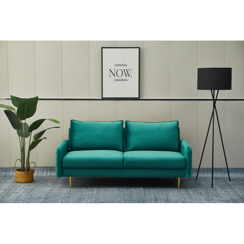 Emteas 57.3'' Velvet Loveseat, Green Velvet, 34" H x 57.3" W x 32" D
