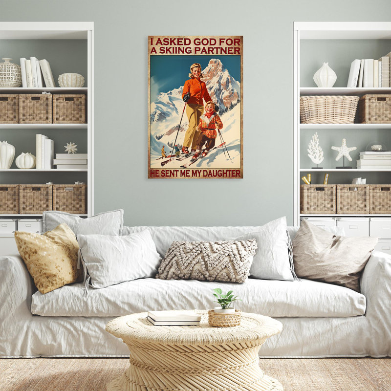 «I Asked God For Skiing» - 1 pièce rectangulaire «I Asked God For Skiing», H 36 po x l 24 po x P 1,25 po