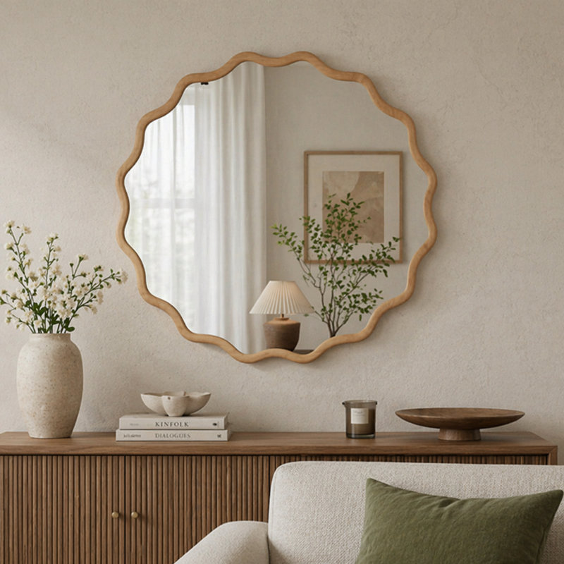 Miroir Wavy, L 24 po, Naturel