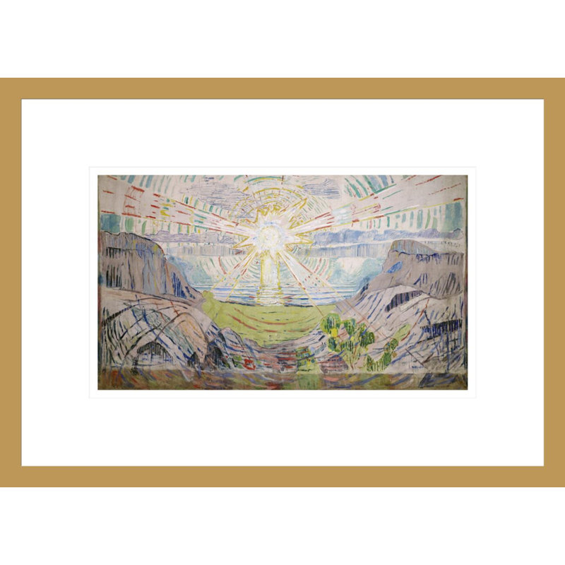 «The Sun» par Edvard Munch - impression giclée encadrée, H 12,13 po x l 16,75 po