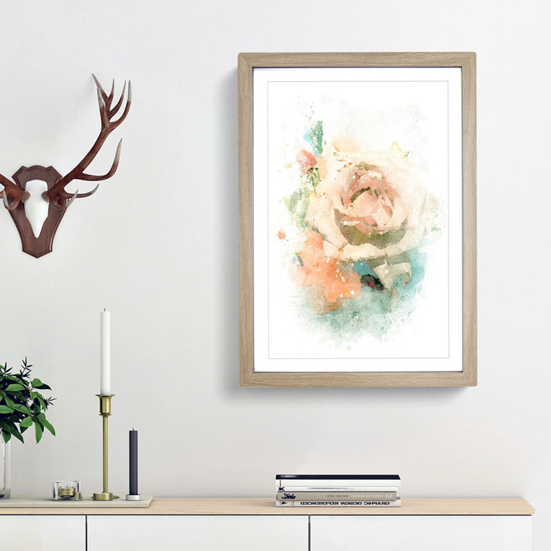 Floral Art in Abstract - Picture Frame Graphic Art Print, Oak Framed, 87cm H x 62cm W x 2cm D