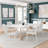 Gia White Rectangular Dining Table with 6 Sokol 18.5'' H Faux Leather Upholstered Metal Stacking Chair-92424067-92424068