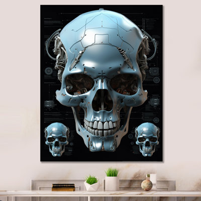 " Smiling Cyborg Skull Funky Halloween "