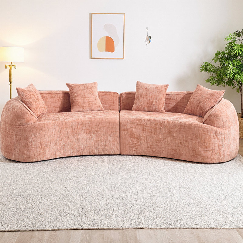 Canapé modulaire Curved, Chenille rose